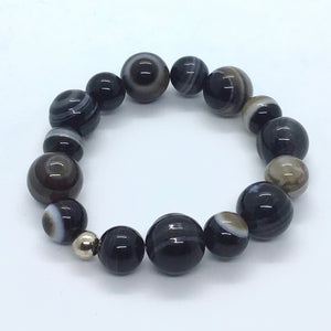 "I See You" - Black, Gray and Brown Agate Bracelet
