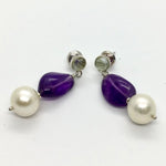 "Transmutation & Peace" - Amethyst and White Pearl Earring