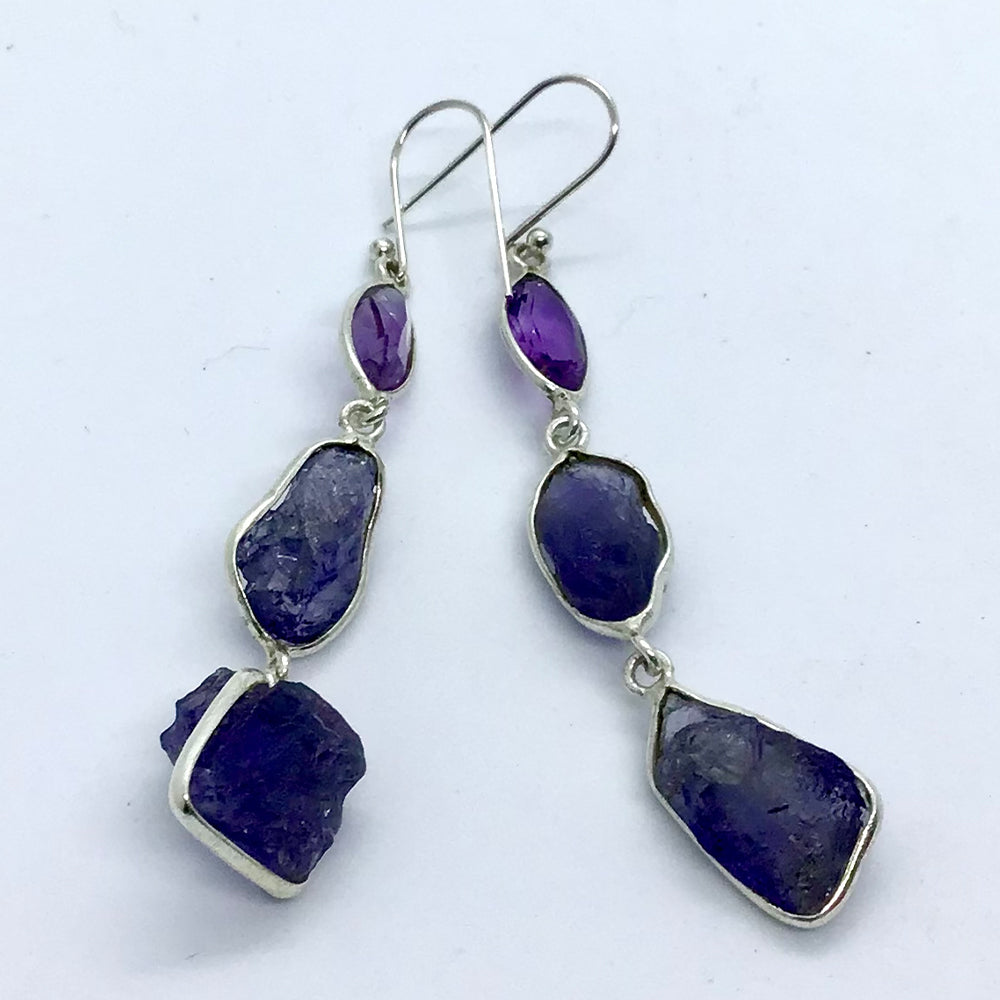 "Transmutation & Soul Education" - Lavender Amethyst & Tanzanite Earrings