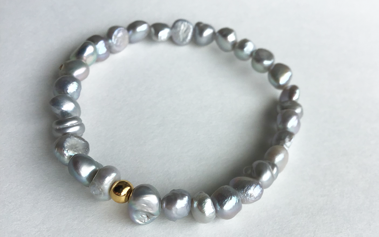 "Heron" Silver Pearl Bracelet