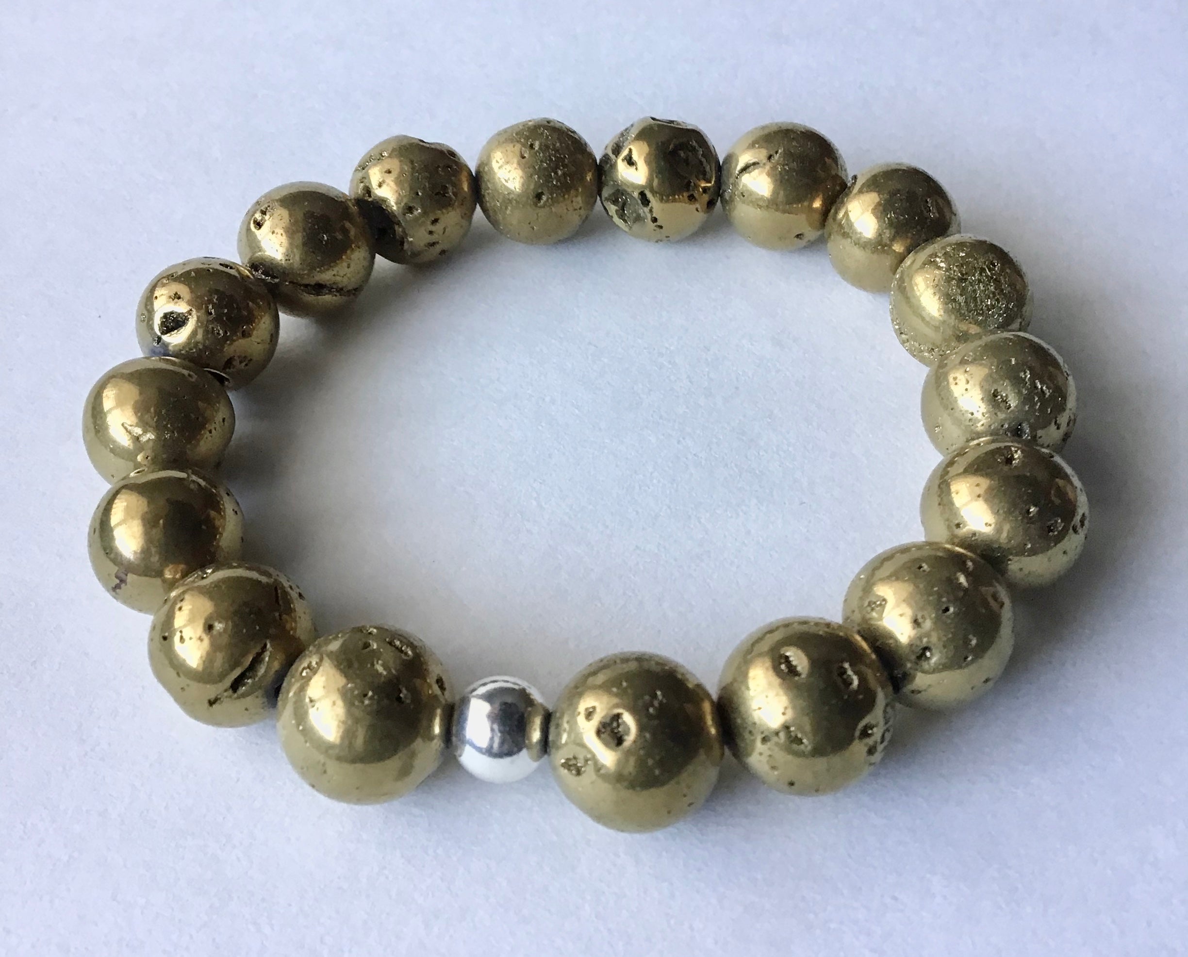 "Gold Ray" Metallized Agate Bracelet